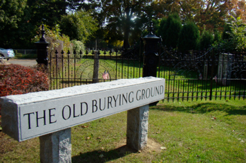 Granite sign reads Old Burying Ground