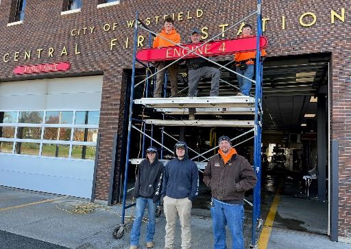 WTA Construction Technology & Staff in front of Engine 4's garage bay