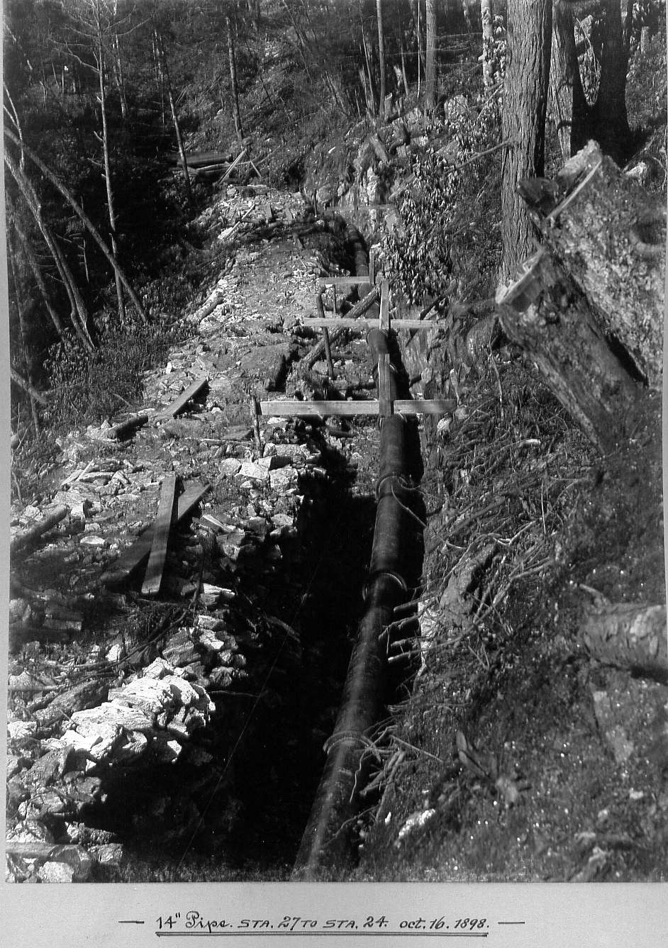 Pipe laying in trench